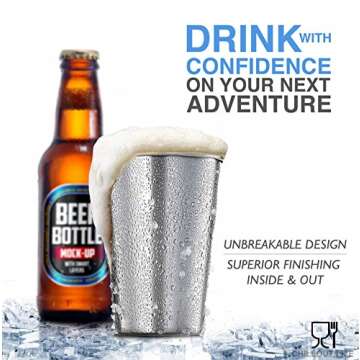 Durable 16 oz Stainless Steel Pint Cups for Outdoor Fun