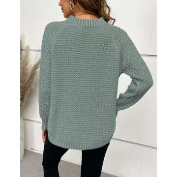 Libsorge Womens Oversized Chunky Waffle Knit Solid Long Sweaters Fall 2024 Dressy Casual Cozy Crewneck Pullover Sweater Sage XL