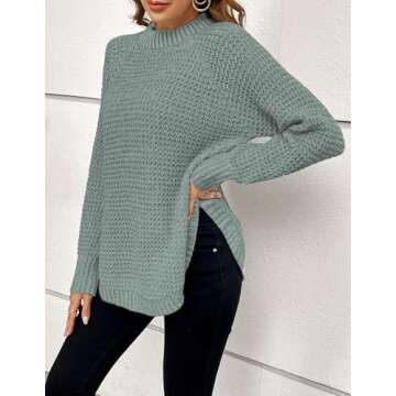 Libsorge Womens Oversized Chunky Waffle Knit Solid Long Sweaters Fall 2024 Dressy Casual Cozy Crewneck Pullover Sweater Sage XL