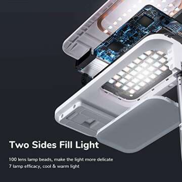 JISULIFE Foldable Selfie Light, Rechargebale Stand with Phone Holder and Remote, Multifunction Retra...