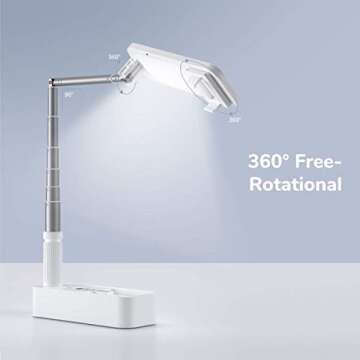 JISULIFE Foldable Selfie Light, Rechargebale Stand with Phone Holder and Remote, Multifunction Retractable 7 LED Light for Live Streaming, Video Recording, Vlogging, Reading, Teaching, Photography