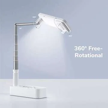 JISULIFE Foldable Selfie Light, Rechargebale Stand with Phone Holder and Remote, Multifunction Retractable 7 LED Light for Live Streaming, Video Recording, Vlogging, Reading, Teaching, Photography