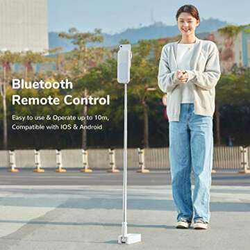 JISULIFE Foldable Selfie Light, Rechargebale Stand with Phone Holder and Remote, Multifunction Retractable 7 LED Light for Live Streaming, Video Recording, Vlogging, Reading, Teaching, Photography