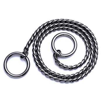 Mile High Life | Dog Training Collar | Curb Chain Collar | Chrome Copper Slip Lead | P Ring Collar | Choke Collar (20in/50cm-4.0mm)