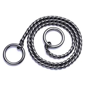 Mile High Life | Dog Training Collar | Curb Chain Collar | Chrome Copper Slip Lead | P Ring Collar | Choke Collar (20in/50cm-4.0mm)