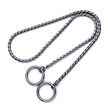 Mile High Life | Dog Training Collar | Curb Chain Collar | Chrome Copper Slip Lead | P Ring Collar | Choke Collar (20in/50cm-4.0mm)