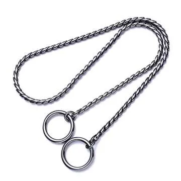 Mile High Life | Dog Training Collar | Curb Chain Collar | Chrome Copper Slip Lead | P Ring Collar | Choke Collar (20in/50cm-4.0mm)