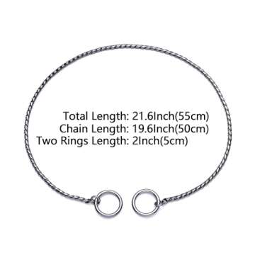 Mile High Life | Dog Training Collar | Curb Chain Collar | Chrome Copper Slip Lead | P Ring Collar | Choke Collar (20in/50cm-4.0mm)