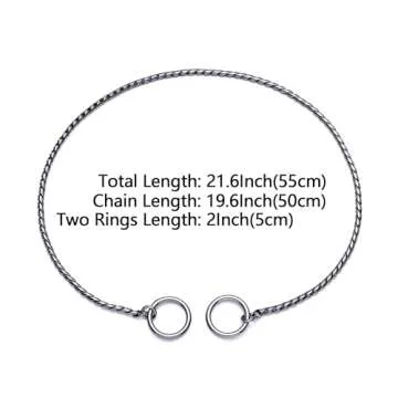 Mile High Life | Dog Training Collar | Curb Chain Collar | Chrome Copper Slip Lead | P Ring Collar | Choke Collar (20in/50cm-4.0mm)