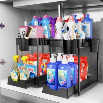 2 Pack Under Sink Organizers - Multi-Purpose Storage Solution