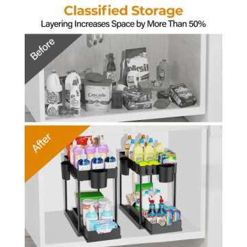 2 Pack Under Sink Organizers - Multi-Purpose Storage Solution