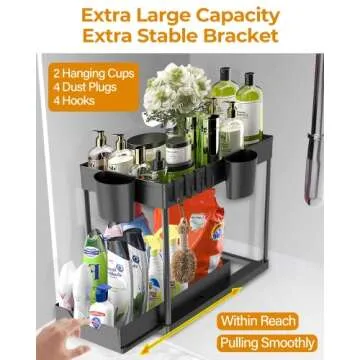 2 Pack Under Sink Organizers - Multi-Purpose Storage Solution