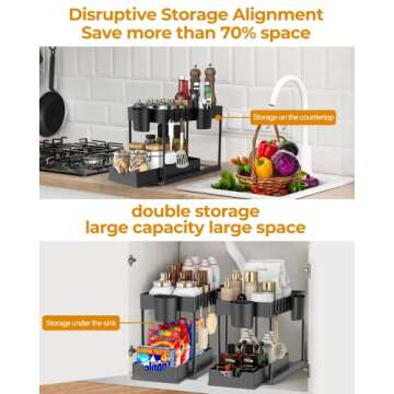 2 Pack Under Sink Organizers - Multi-Purpose Storage Solution