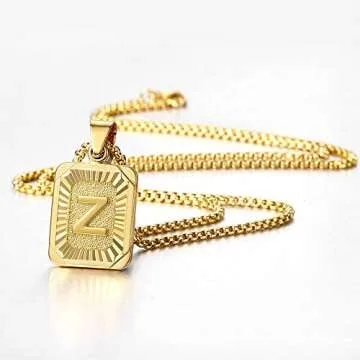 Trendsmax Initial Letter Pendant Necklace for Mens Womens Gold Plated Letter Q Pendant Necklace Stainless Steel Box Link Chain 22inch