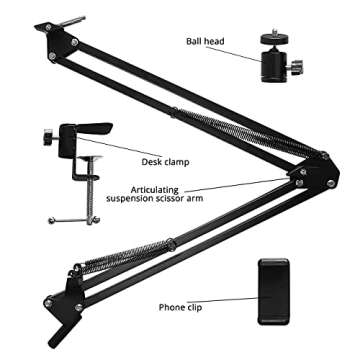 Da Vinci Eye Overhead Phone Stand and Holder - Flexible Arm Phone Stand - Camera Holder with Clamps for Live Streaming, Webcams, and Recording Videos