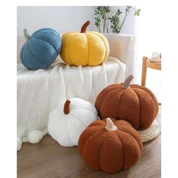 3D Pumpkin Throw Pillow Hugging, Fluffy Pumpkin Plush Pumpkin Stuffed Animal Toys, Pumpkin Pillow Sofa Cushion Pumpkin for Home Decor Halloween, Christmas or Birthday Party (Coffee, 8 Inch)