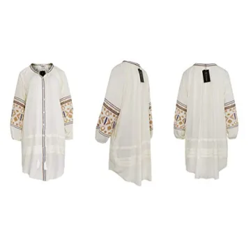 R.Vivimos Womens Autumn Long Sleeve Embroidery Oversized Single Breasted Button Up Dresses with Pockets
