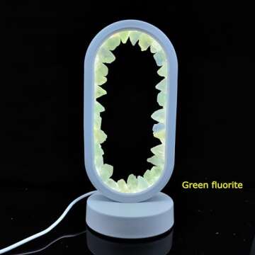 Ellipsoid Natural Crystal Stone Lamp USB Light Home Decor Healing Mineral for Peaceful Atmosphere in...