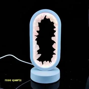 Ellipsoid Natural Crystal Stone Lamp USB Light Home Decor Healing Mineral for Peaceful Atmosphere in Room Crystal for Promoting Relaxation Removing Negative Energy (White lamp,citrine)