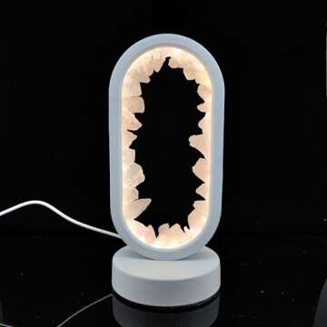 Ellipsoid Natural Crystal Stone Lamp USB Light Home Decor Healing Mineral for Peaceful Atmosphere in Room Crystal for Promoting Relaxation Removing Negative Energy (White lamp,citrine)
