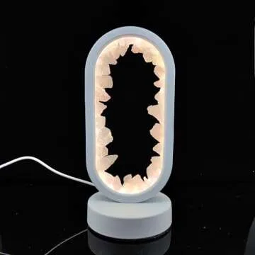 Ellipsoid Natural Crystal Stone Lamp USB Light Home Decor Healing Mineral for Peaceful Atmosphere in Room Crystal for Promoting Relaxation Removing Negative Energy (White lamp,citrine)