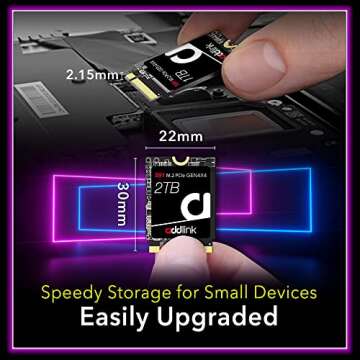 Addlink New S91 2TB 2230 NVMe High Performance PCIe Gen4x4 2230 3D NAND SSD - Read Speed up to 5000 MB/s Compatible with Steam Deck, ROG Ally, Laptop, Internal Solid State Drive - (ad2TBS91M2P)