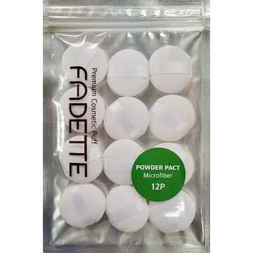 FADETTE Soft Microfiber Small Powder Puff 12 Pcs - 1.75in Diameter x 1.5in Diameter Powder Pact Makeup Sponges for Powder Beauty Gifts for Women Beauty Blender Sponge (Small) (White)