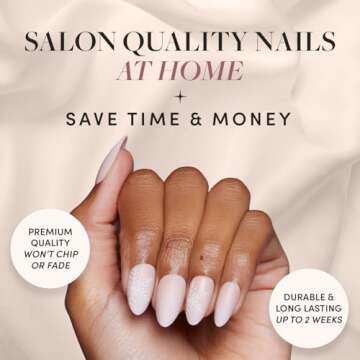 Glamnetic Press On Nails - Snowdrift | Opaque Gradient Ombre & Snowflake Graphic Short Almond False ...