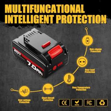 FERRYBOAT 7.0Ah Replacement for Dewalt 20V Max Battery DCB200 DCB201 DCB203 DCB204 DCB206 DCB180, Compatible with Dewalt 20 Volt DCD/DCF/DCG Series Power Tools 2Pack