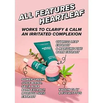 I DEW CARE Blemish Heartleaf Skincare Set - Kitten My Balance On | Foam Cleanser & Wash-off Mask & Serum, Clear and Soothe Irritation, Abosorb Excess Oil, Travel Size, Friendly Size