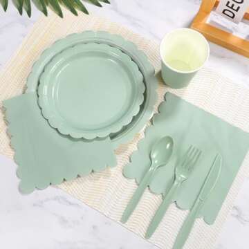 Elegant 175 Pcs Sage Green Party Supplies for All Occasions