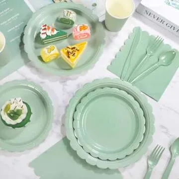 Elegant 175 Pcs Sage Green Party Supplies for All Occasions