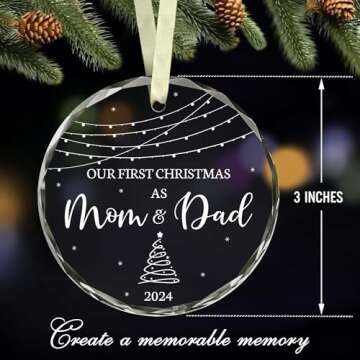 BSQUIELE First Christmas As Mom & Dad Glass Ornament
