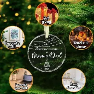 BSQUIELE First Christmas As Mom & Dad Glass Ornament