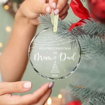 BSQUIELE First Christmas As Mom & Dad Glass Ornament