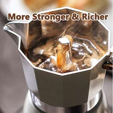 Moka Pot - Italian Coffee Maker for 3 Espresso Cups, Perfect for Home Brewing and Camping