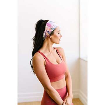 Maven Thread Serenity Wide Workout Headbands for Women, 4" Thick Non Slip Sweatbands, 2 Pack, Black,...