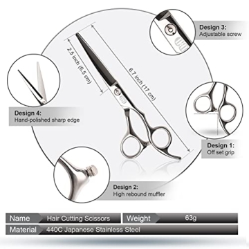 CIICII Hair Cutting Scissors Set for Home Haircuts and Grooming