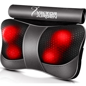 VIKTOR JURGEN Back Massager for Neck, Shoulder and Foot - Shiatsu Massage Pillow with Heat for Ultim...