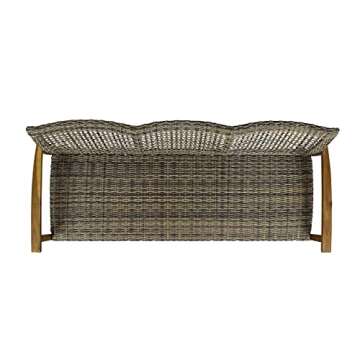 Christopher Knight Home Marcia Outdoor Wood Sofa, Wicker, 75.50 x 31.00 x 31.50, Gray, Natural Stained Finish