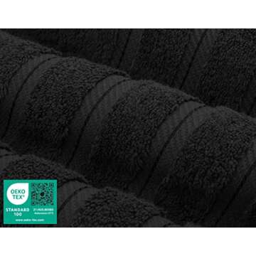 American Soft Linen Luxury 6 Piece Towel Set, 2 Bath Towels 2 Hand Towels 2 Washcloths, 100% Cotton Turkish Towels for Bathroom, Black Towel Sets