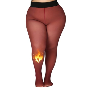 MERYLURE Plus Size Fleece Lined Tights,Winter Warm Fake Translucent Leggings for Women,Thick Thermal...