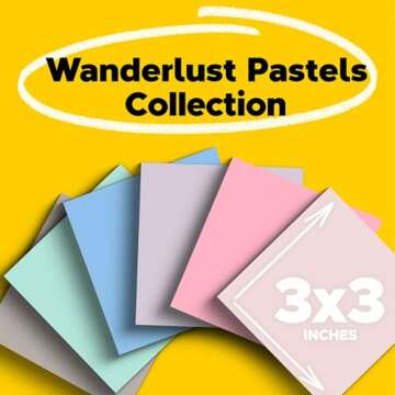 Post-it 100% Recycled Paper Super Sticky Notes, 3 in. x 3 in., 12 Pads, 70 Sheets per Pad, Wanderlus...