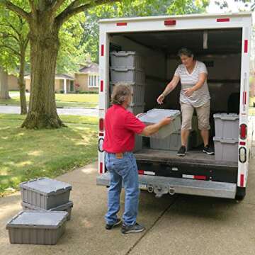 Akro-Mils 39120 Industrial Plastic Storage Tote with Hinged Attached Lid, (21-Inch L by 15-Inch W by...