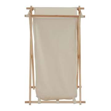 Household Essentials 6785-1 Collapsible Wood X-Frame Laundry Hamper with Fold Over Lid