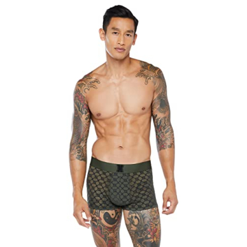 Savage X Men's Flocked Monogram Trunks in Deep Forest Green