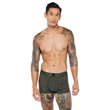 Savage X Men's Flocked Monogram Trunks in Deep Forest Green