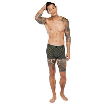 Savage X Men's Flocked Monogram Trunks in Deep Forest Green