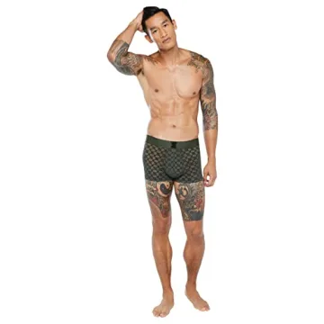 Savage X Men's Flocked Monogram Trunks in Deep Forest Green