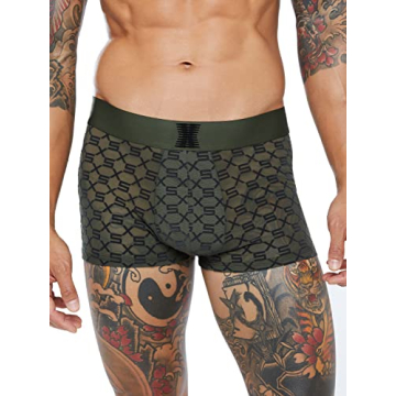 Savage X Men's Flocked Monogram Trunks in Deep Forest Green